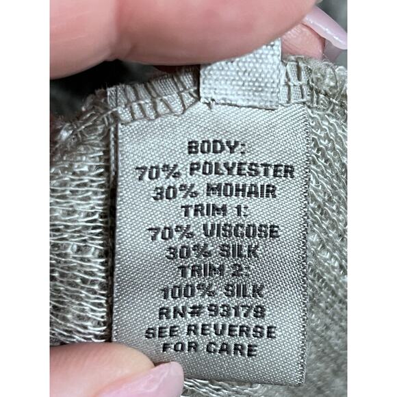 Belle France Sweater Mohair Blend Top XL Embroidery Silk Trim Deep Green Italy - Picture 7 of 7